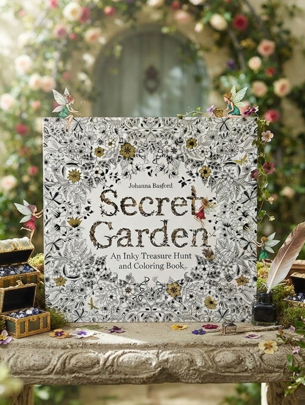 Secret Garden Adult Coloring Book & Treasure Hunt, Pens, Markers, Pencils, Art